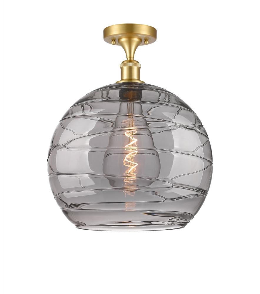 Athens Deco Swirl - 1 Light - 14 inch - Satin Gold - Semi-Flush Mount