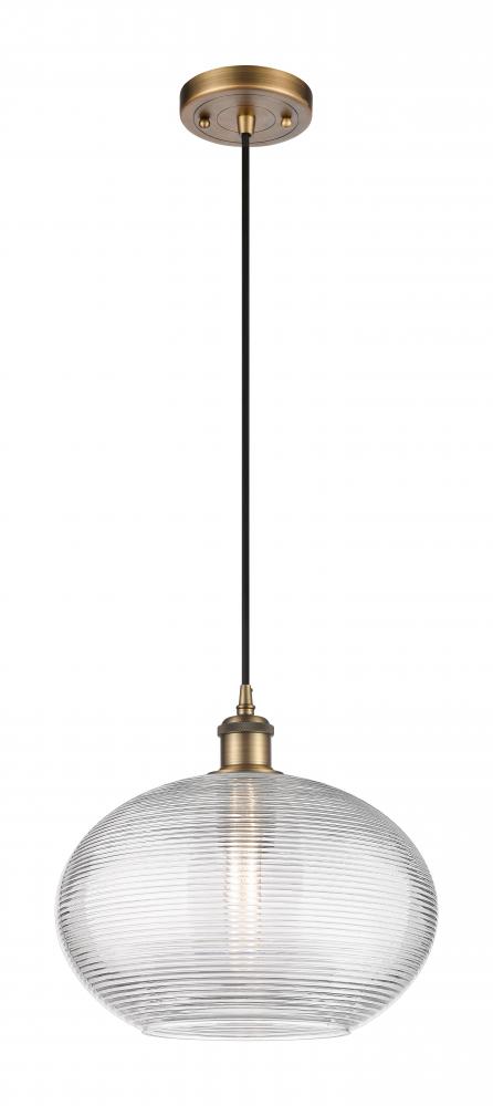 Ithaca - 1 Light - 12 inch - Brushed Brass - Cord hung - Mini Pendant