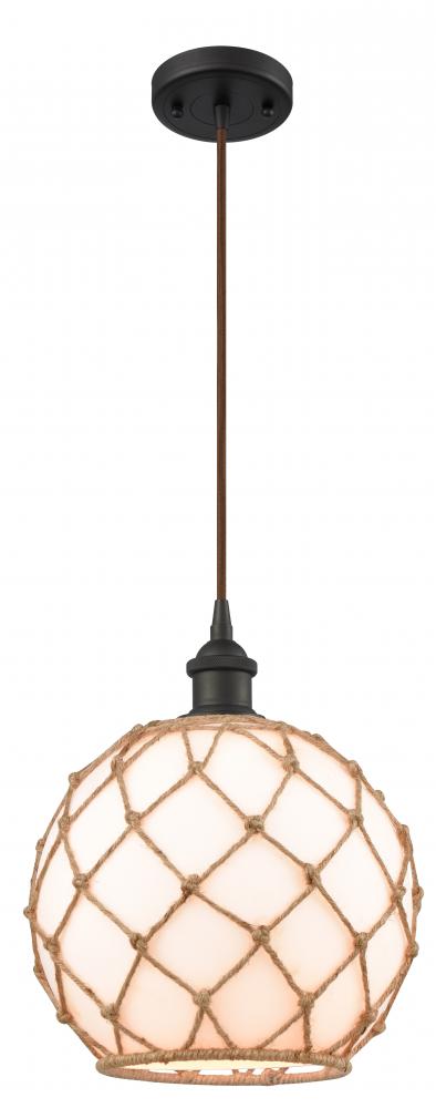 Farmhouse Rope - 1 Light - 10 inch - Oil Rubbed Bronze - Cord hung - Mini Pendant