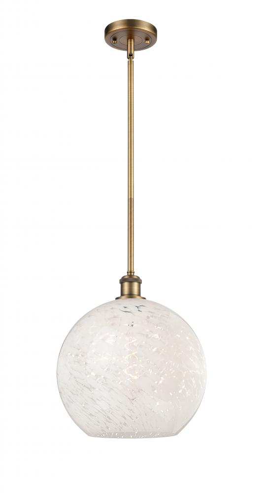 White Mouchette - 1 Light - 12 inch - Brushed Brass - Mini Pendant