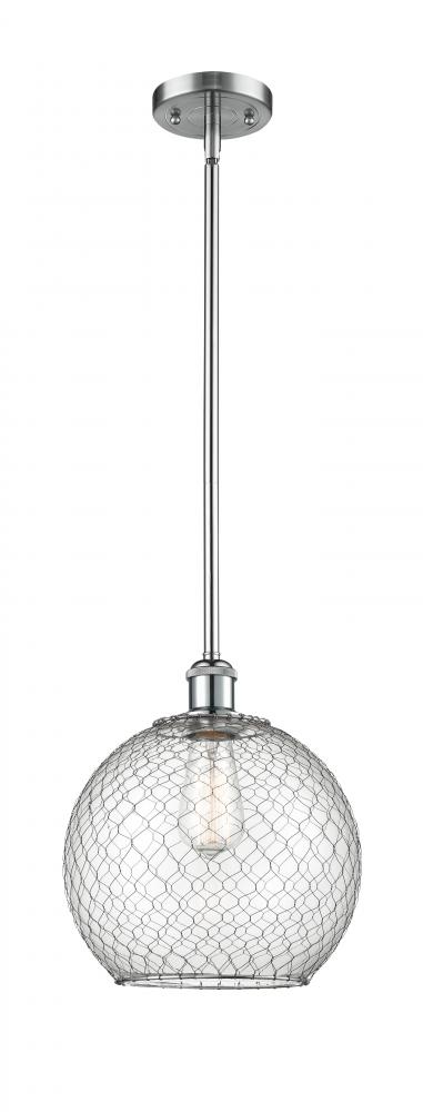 Farmhouse Chicken Wire - 1 Light - 10 inch - Polished Chrome - Mini Pendant