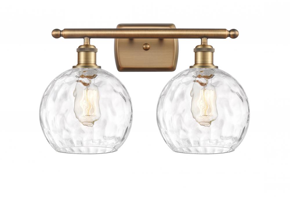 Athens Water Glass - 2 Light - 18 inch - Brushed Brass - Bath Vanity Light