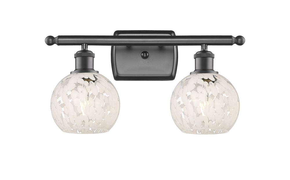 White Mouchette - 2 Light - 16 inch - Oil Rubbed Bronze - Bath Vanity Light