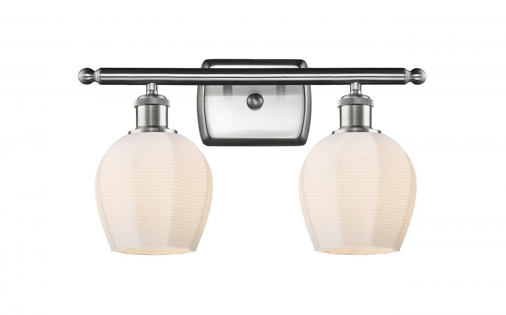 Norfolk - 2 Light - 16 inch - Brushed Satin Nickel - Bath Vanity Light