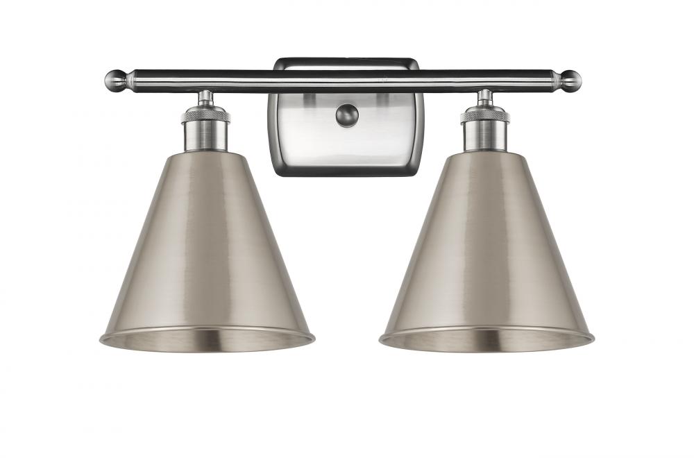 Berkshire - 2 Light - 18 inch - Brushed Satin Nickel - Bath Vanity Light