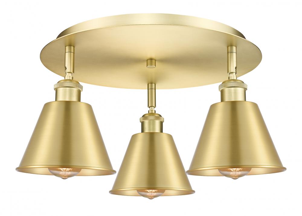 Ballston - 3 Light - 18 inch - Satin Gold - Flush Mount