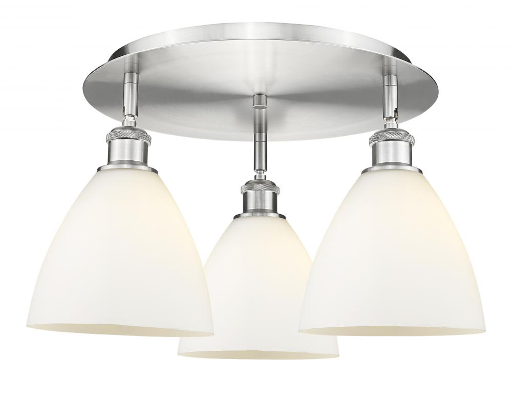 Bristol - 3 Light - 19 inch - Satin Nickel - Flush Mount