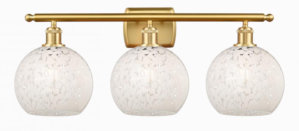 White Mouchette - 3 Light - 28 inch - Satin Gold - Bath Vanity Light