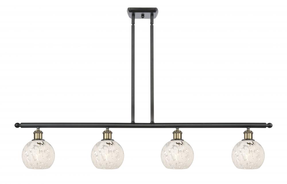 White Mouchette - 4 Light - 48 inch - Black Antique Brass - Stem Hung - Island Light