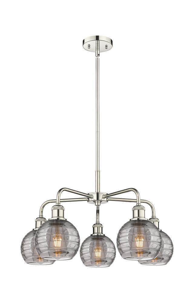 Athens Deco Swirl - 5 Light - 24 inch - Polished Nickel - Chandelier