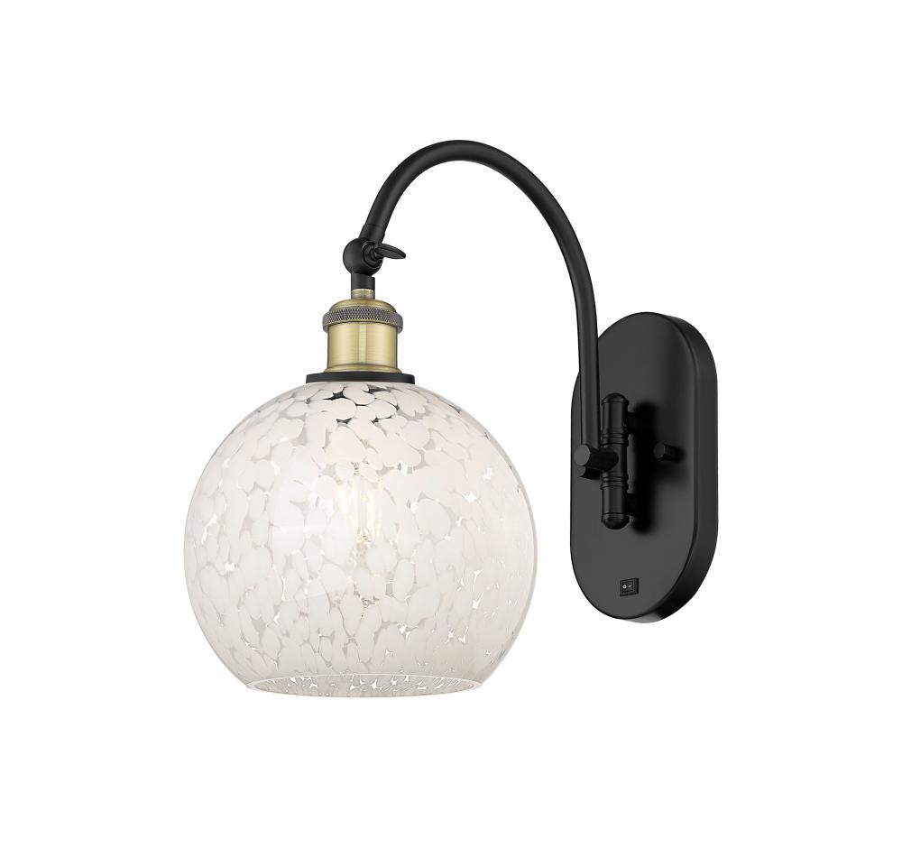 White Mouchette - 1 Light - 8 inch - Black Antique Brass - Sconce