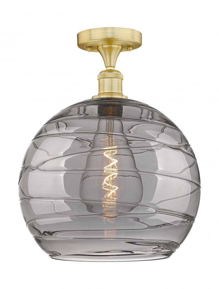 Athens Deco Swirl - 1 Light - 14 inch - Satin Gold - Semi-Flush Mount