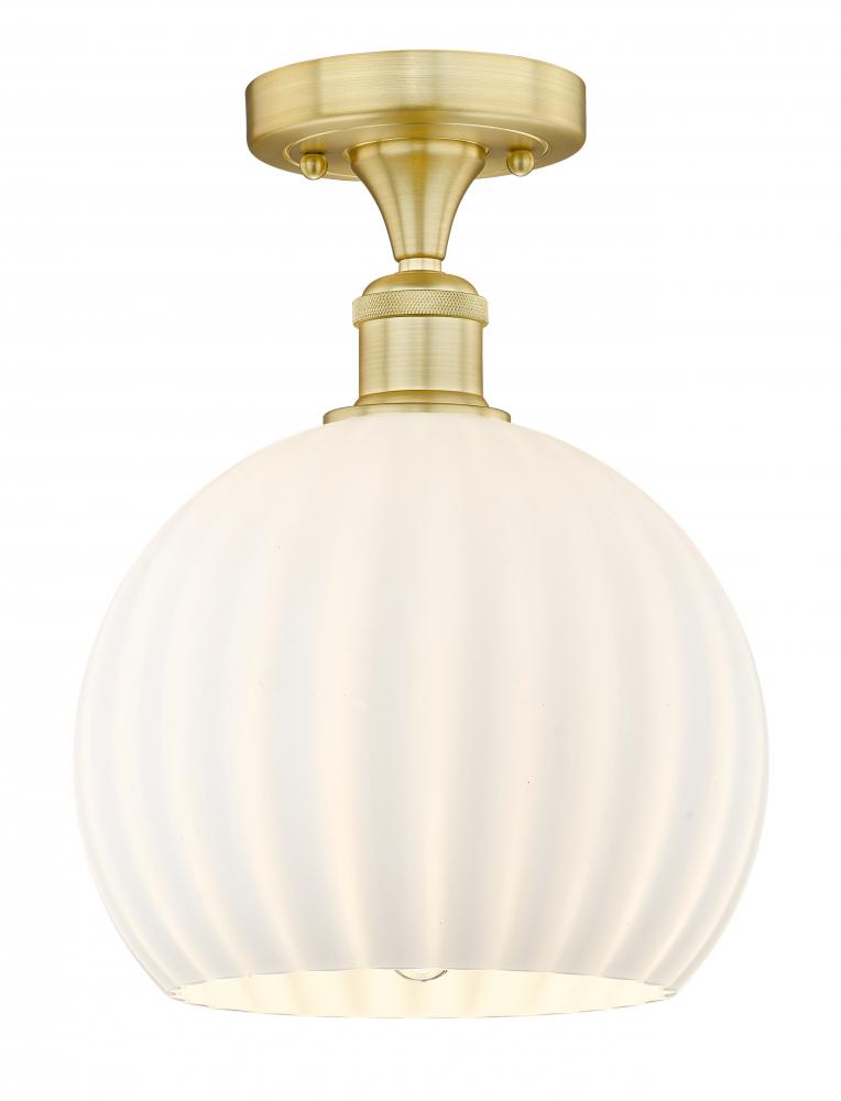 White Venetian - 1 Light - 10 inch - Satin Gold - Semi-Flush Mount