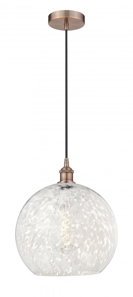 White Mouchette - 1 Light - 14 inch - Antique Copper - Cord Hung - Pendant