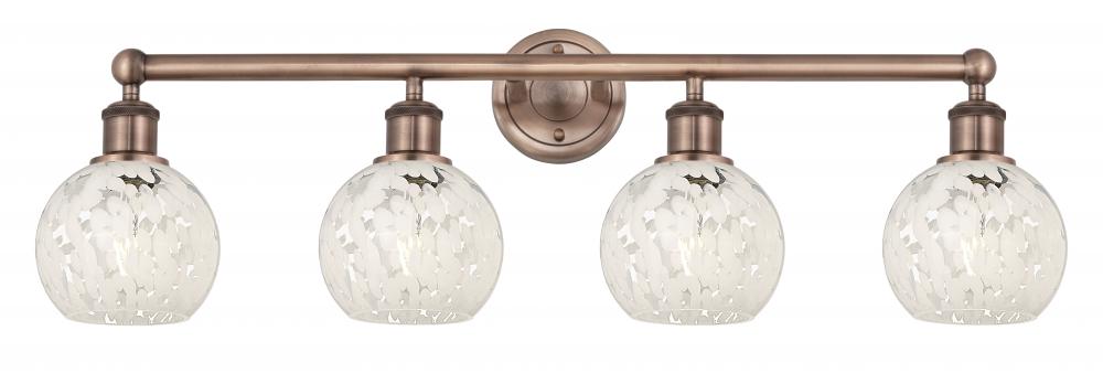 White Mouchette - 4 Light - 33 inch - Antique Copper - Bath Vanity Light