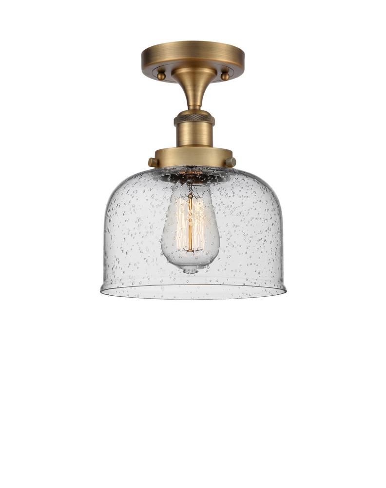 Bell - 1 Light - 8 inch - Brushed Brass - Semi-Flush Mount