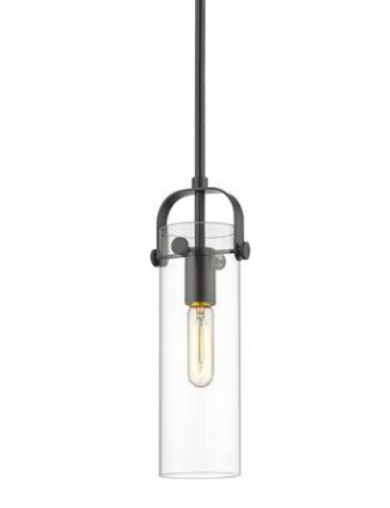 Pilaster II Cylinder - 1 Light - 12 inch Long Glass - Matte Black - Pendant