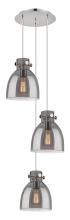 Innovations Lighting 113-410-1PS-PN-G412-8SM - Newton Bell - 3 Light - 16 inch - Polished Nickel - Multi Pendant