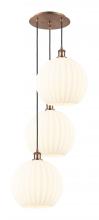 Innovations Lighting 113B-3P-AC-G1217-12WV - White Venetian - 3 Light - 19 inch - Antique Copper - Cord Hung - Multi Pendant