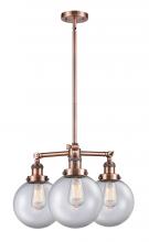 Innovations Lighting 207-AC-G202-8 - Beacon - 3 Light - 22 inch - Antique Copper - Stem Hung - Chandelier