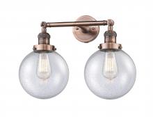 Innovations Lighting 208-AC-G204-8-LED - Beacon - 2 Light - 19 inch - Antique Copper - Bath Vanity Light