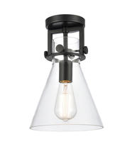 Innovations Lighting 411-1F-BK-8CL - Newton Cone - 1 Light - 8 inch - Matte Black - Flush Mount