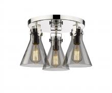 Innovations Lighting 411-3F-PN-G411-7SM - Newton Cone - 3 Light - 18 inch - Polished Nickel - Flush Mount