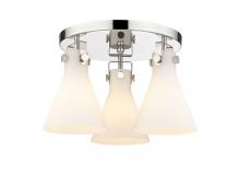 Innovations Lighting 411-3F-PN-G411-7WH - Newton Cone - 3 Light - 18 inch - Polished Nickel - Flush Mount