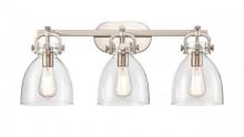 Innovations Lighting 412-3W-BK-7CL - Newton Bell - 3 Light - 27 inch - Matte Black - Bath Vanity Light