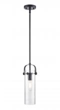 Innovations Lighting 423-1S-BK-G423-12SDY - Pilaster II Cylinder - 1 Light - 12 inch Long Glass - Matte Black - Pendant