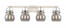 Innovations Lighting 423-4W-SN-G410-6SM - Pilaster II Sphere - 4 Light - 37 inch - Satin Nickel - Bath Vanity Light