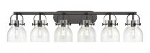 Innovations Lighting 423-6W-BK-G412-6CL - Pilaster II Bell - 6 Light - 46 inch - Matte Black - Bath Vanity Light