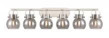 Innovations Lighting 423-6W-SN-G410-6SM - Pilaster II Sphere - 6 Light - 46 inch - Satin Nickel - Bath Vanity Light