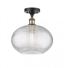 Innovations Lighting 516-1C-BAB-G555-12CL - Ithaca - 1 Light - 12 inch - Black Antique Brass - Semi-Flush Mount