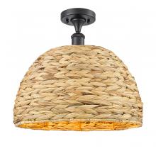 Innovations Lighting 516-1C-BK-RBD-16-NAT - Woven Rattan - 1 Light - 16 inch - Matte Black - Semi-Flush Mount