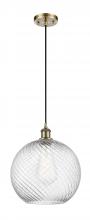 Innovations Lighting 516-1P-AB-G1214-12 - Athens Twisted Swirl - 1 Light - 12 inch - Antique Brass - Cord hung - Mini Pendant