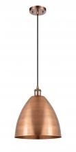 Innovations Lighting 516-1P-AC-MBD-12-AC-LED - Bristol - 1 Light - 12 inch - Antique Copper - Cord hung - Mini Pendant