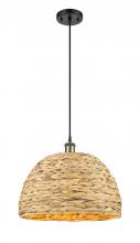 Innovations Lighting 516-1P-BAB-RBD-16-NAT - Woven Rattan - 1 Light - 16 inch - Black Antique Brass - Mini Pendant