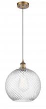 Innovations Lighting 516-1P-BB-G1214-12 - Athens Twisted Swirl - 1 Light - 12 inch - Brushed Brass - Cord hung - Mini Pendant