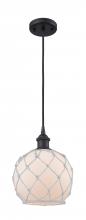 Innovations Lighting 516-1P-BK-G121-8RW - Farmhouse Rope - 1 Light - 8 inch - Matte Black - Cord hung - Mini Pendant