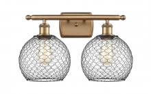 Innovations Lighting 516-2W-BB-G122-8CBK - Farmhouse Chicken Wire - 2 Light - 18 inch - Brushed Brass - Bath Vanity Light