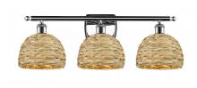 Innovations Lighting 516-3W-PC-RBD-8-NAT - Woven Rattan - 3 Light - 28 inch - Polished Chrome - Bath Vanity Light