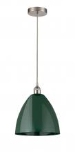 Innovations Lighting 616-1P-SN-MBD-12-GR-LED - Plymouth - 1 Light - 12 inch - Brushed Satin Nickel - Cord hung - Mini Pendant