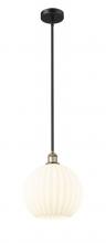 Innovations Lighting 616-1S-BAB-G1217-12WV - White Venetian - 1 Light - 12 inch - Black Antique Brass - Stem Hung - Mini Pendant