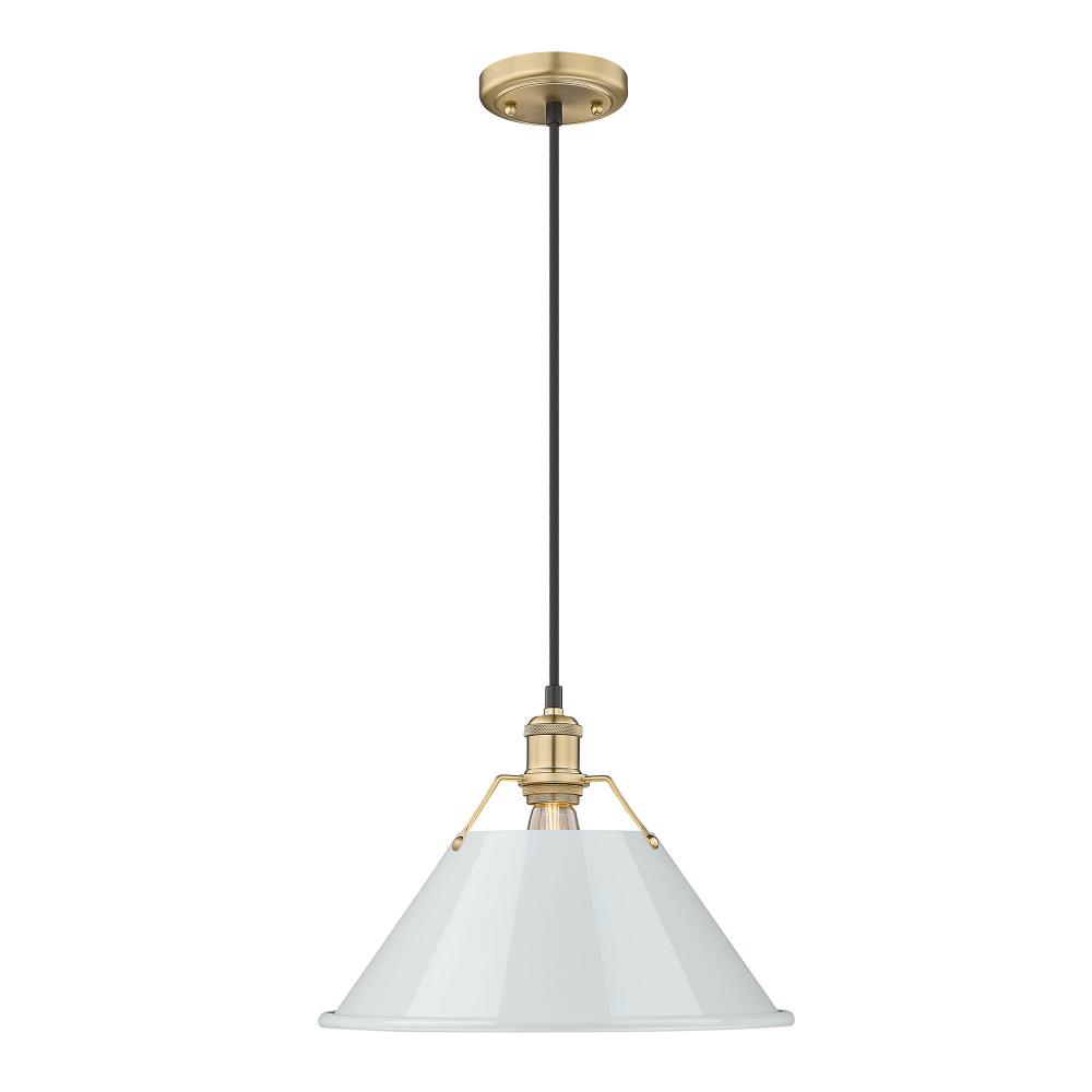 Orwell BCB Large Pendant - 14" in Brushed Champagne Bronze with Dusky Blue shade