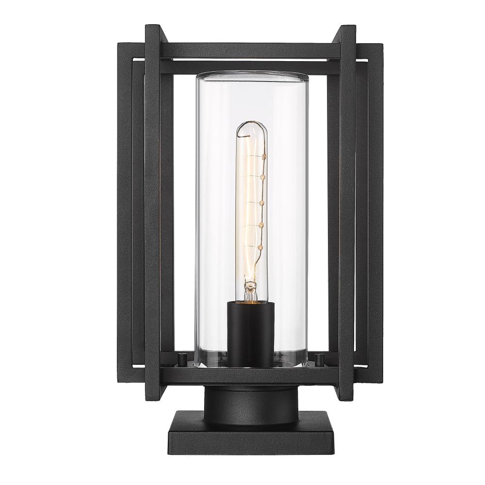 Tribeca NB Pier Mount - Outdoor in Natural Black with Clear Glass Shade