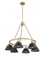 Golden 3306-6 BCB-BLK - Orwell BCB 6 Light Chandelier in Brushed Champagne Bronze with Matte Black shades