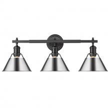 Golden 3306-BA3 BLK-CH - Orwell BLK 3 Light Bath Vanity in Matte Black with Chrome shades