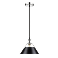 Golden 3306-M CH-BLK - Orwell CH Medium Pendant - 10" in Chrome with Matte Black shade