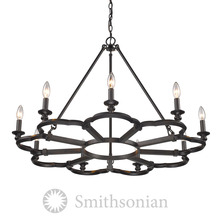 Golden 5926-9 ABZ - Smithsonian Saxon 9 Light Chandelier in Aged Bronze